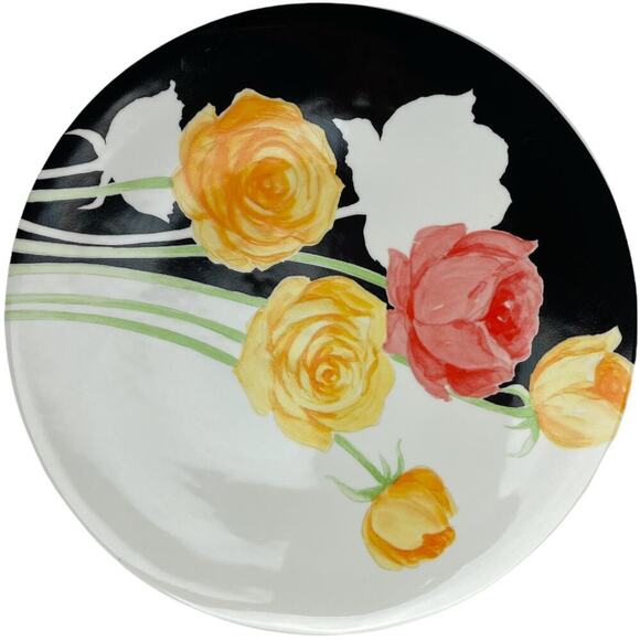 Mikasa Art Deco Design By Michael Lax Ceramic Floral Round Tray 13.5" - Picture 1 of 5